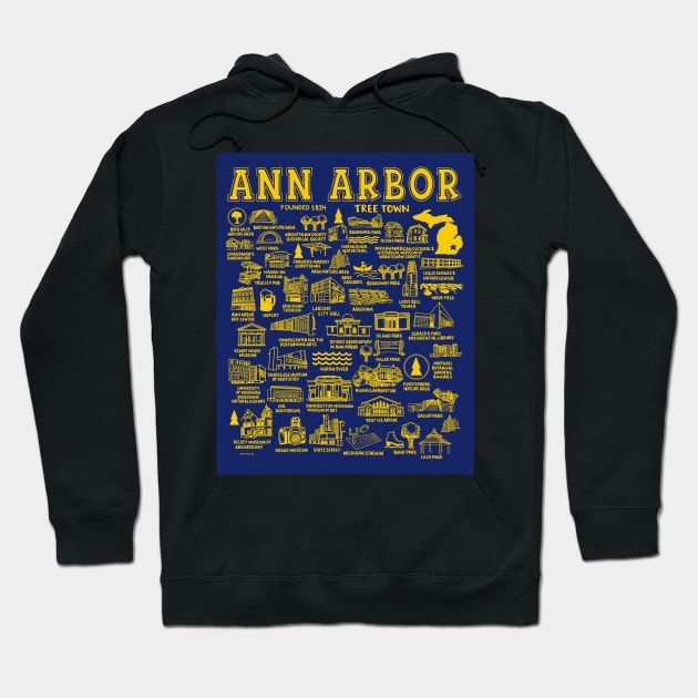 Ann Arbor Map Hoodie by fiberandgloss